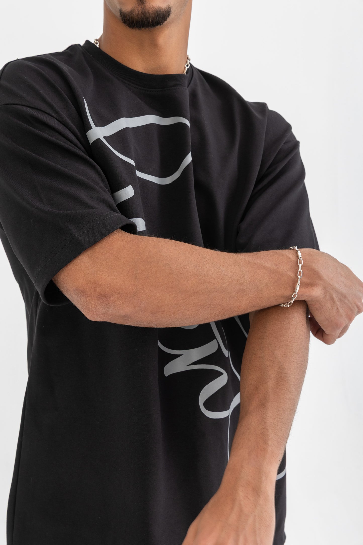 Grey Lucent Script Oversized Tee