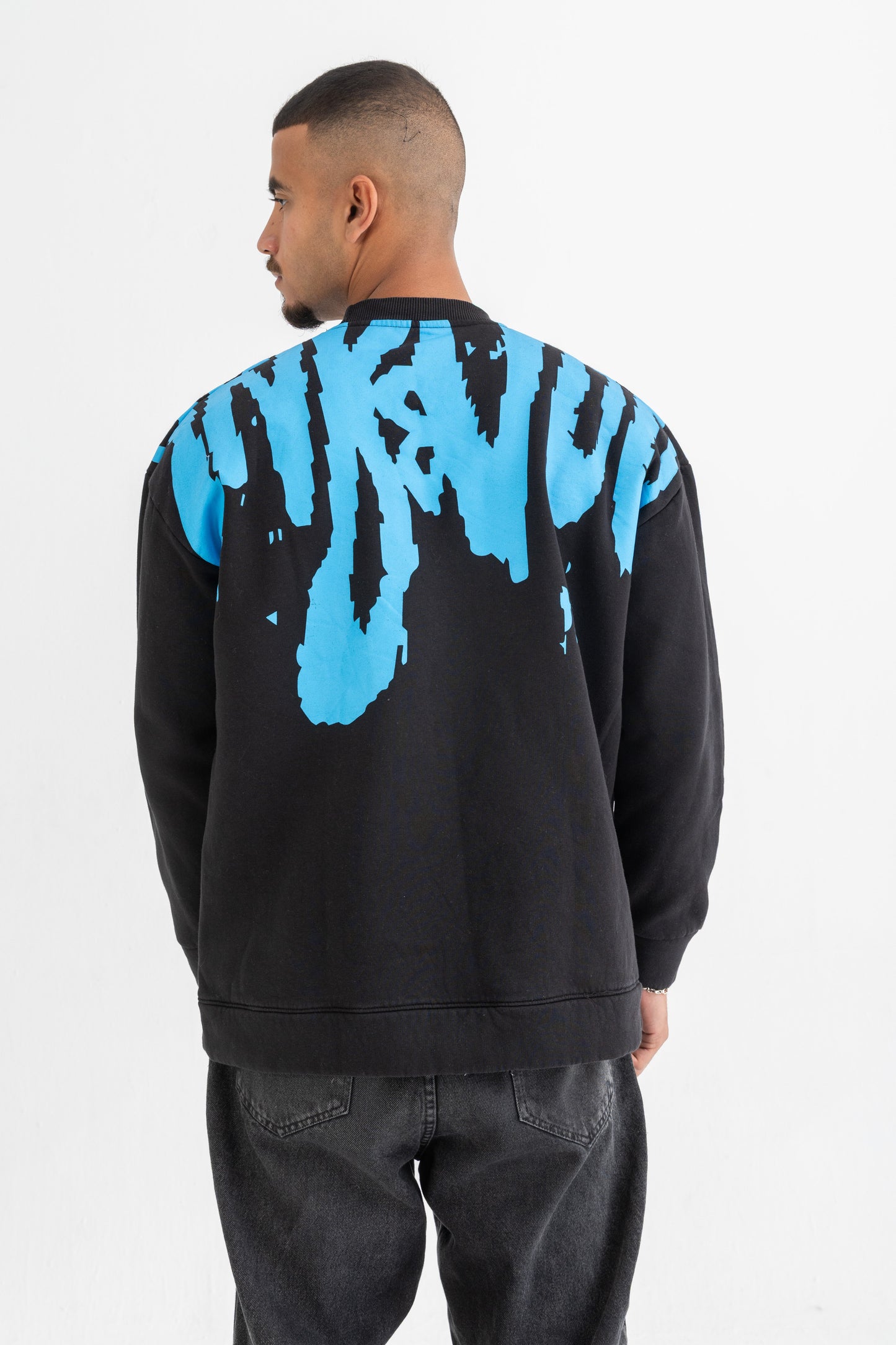 Black Cyan Splash Crewneck