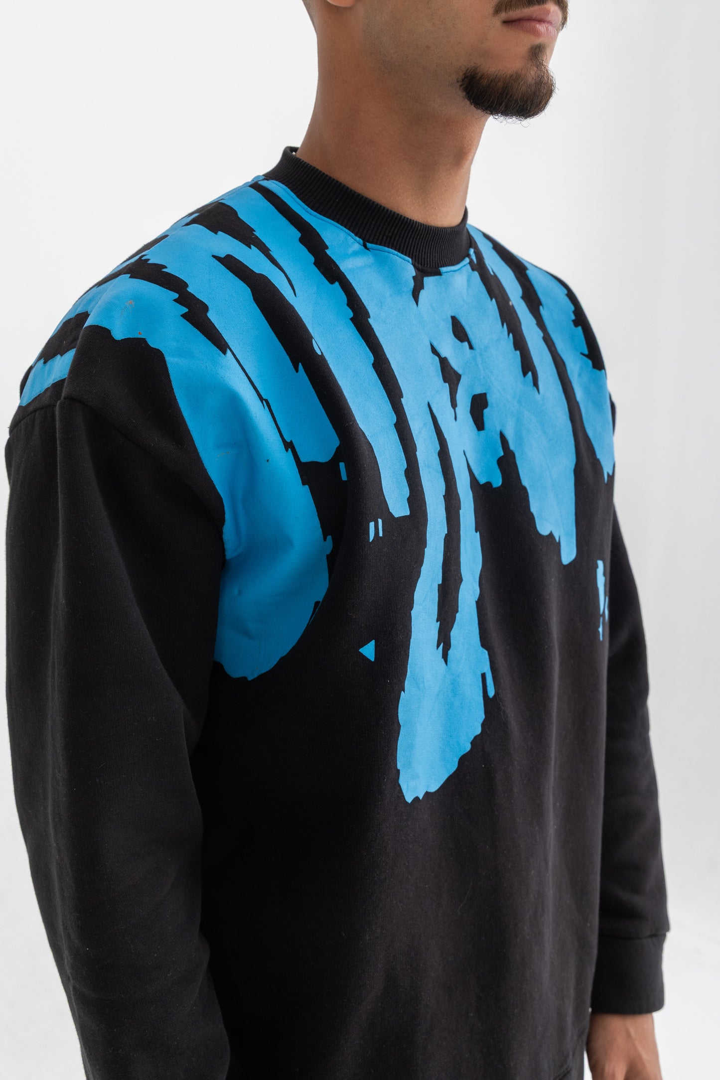 Black Cyan Splash Crewneck