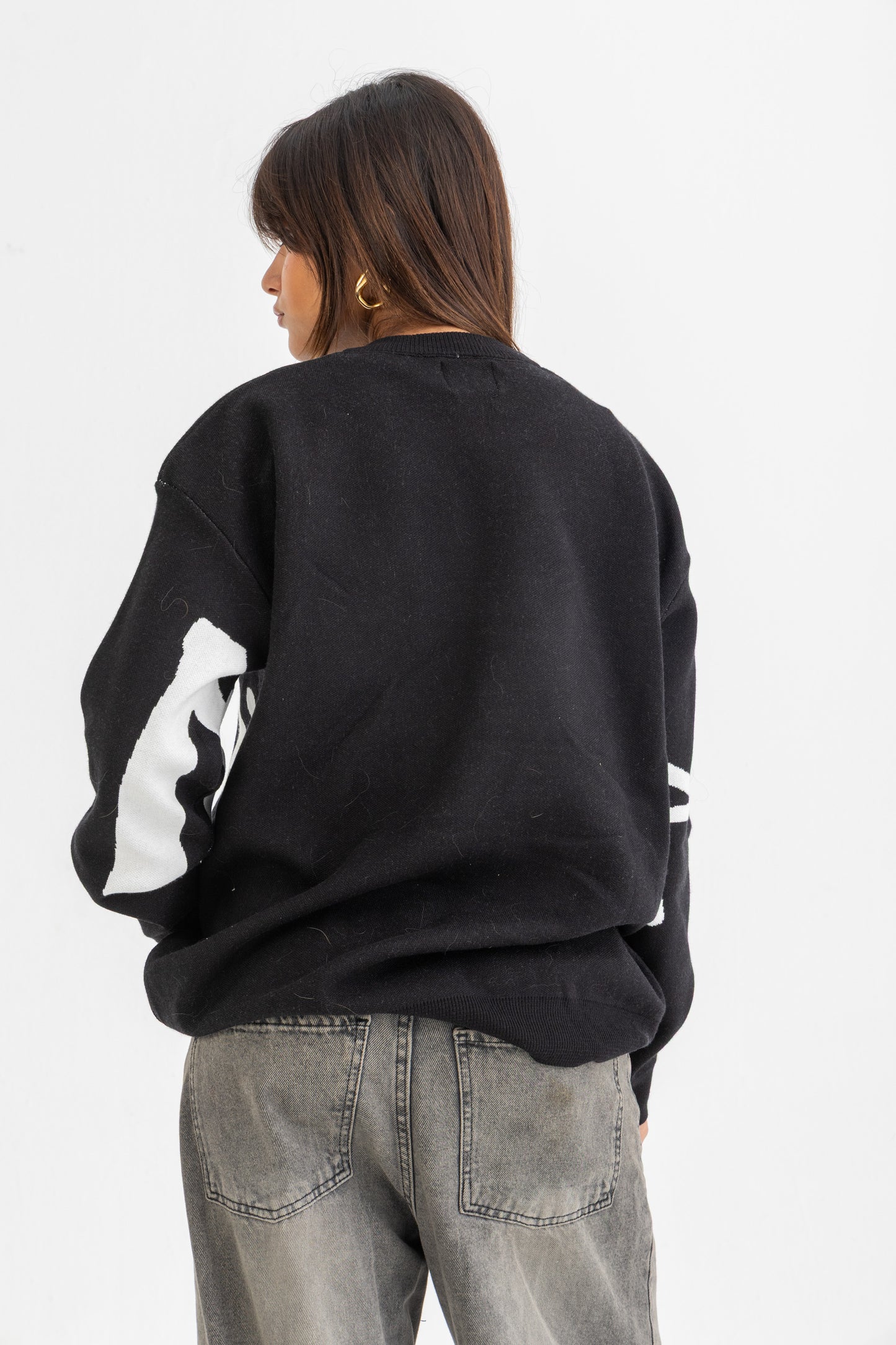 Black Street Scribble Knitted Crewneck