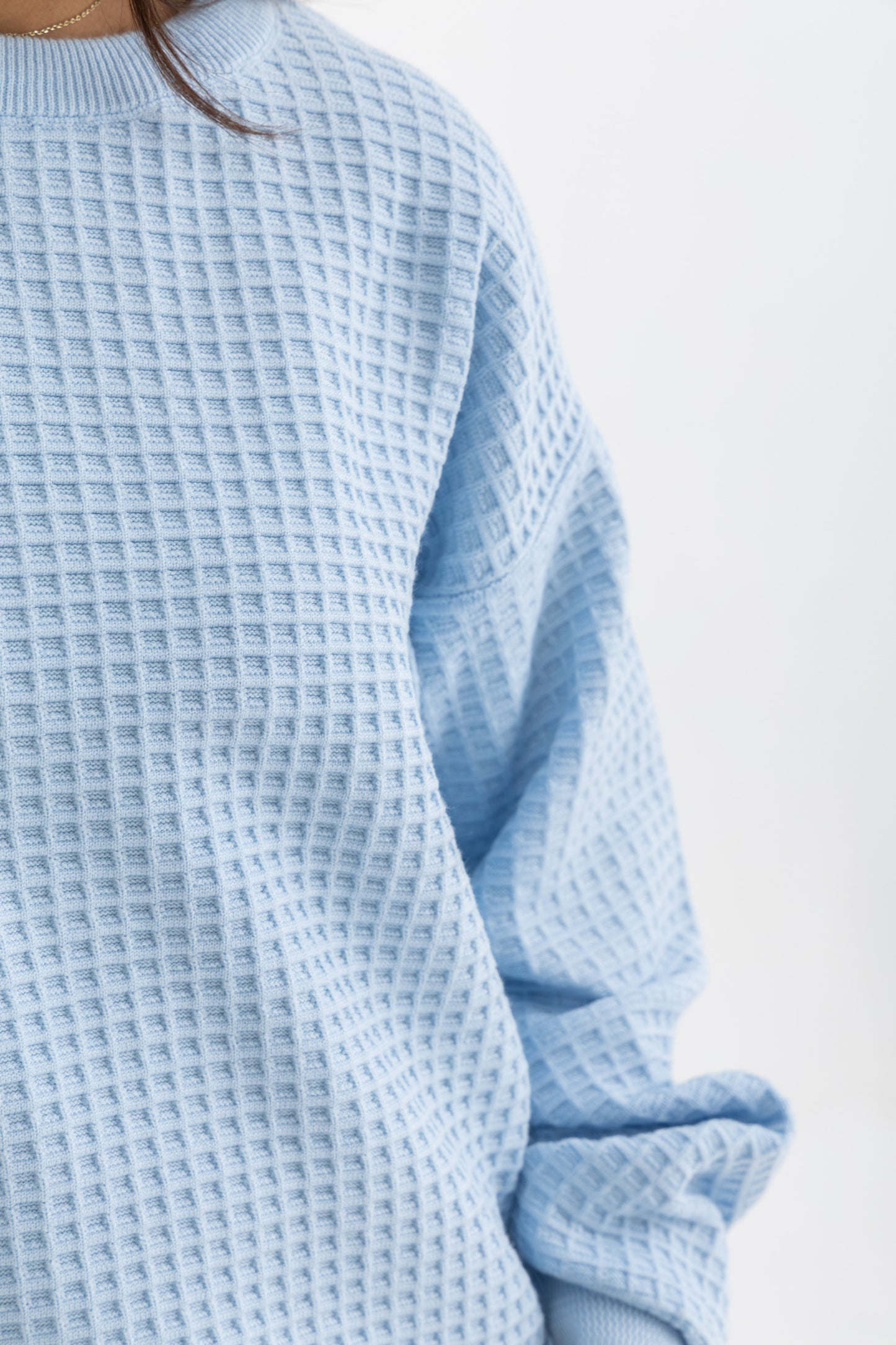 Baby Blue Waffle Knitted Crewneck