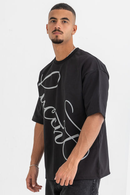 Grey Lucent Script Oversized Tee