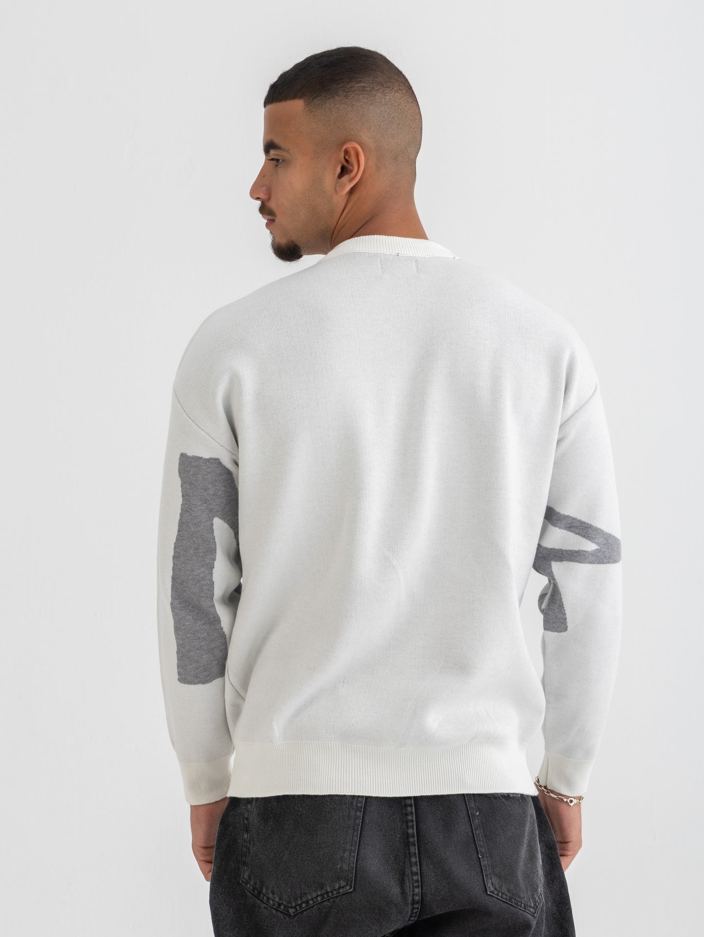 White Street Scribble Knitted Crewneck