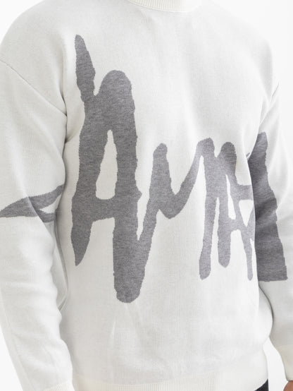 White Street Scribble Knitted Crewneck