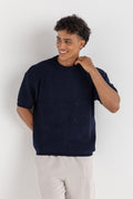 Round Knitted Tee Navy Blue