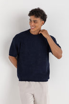 Round Knitted Tee Navy Blue