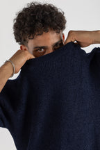 Round Knitted Tee Navy Blue
