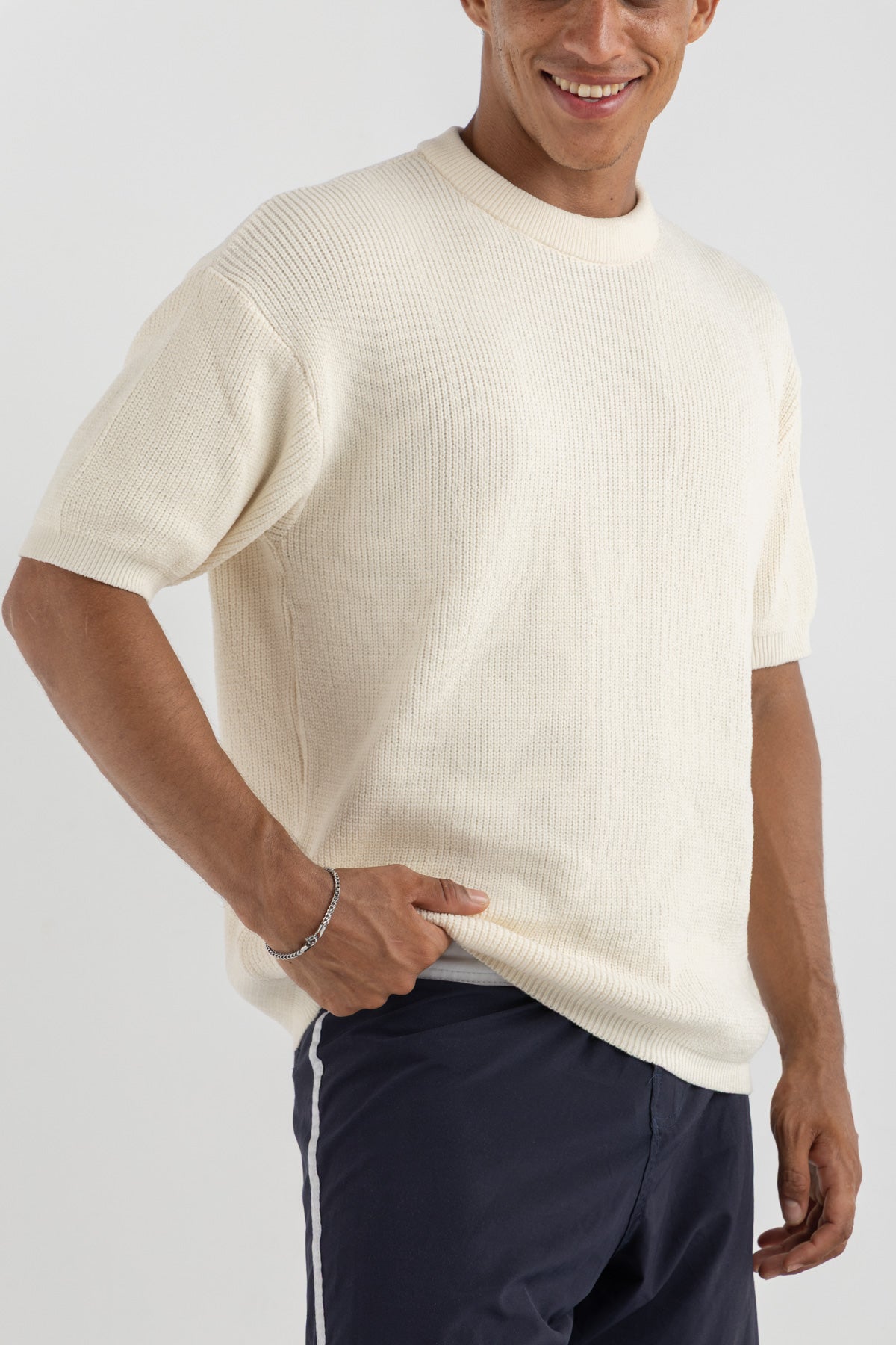 Round Knitted Tee Off White